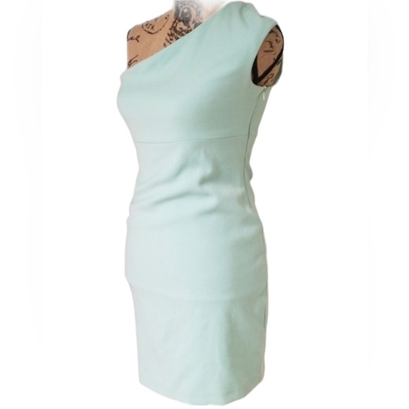 ZARA Trafaluc Collection One Shoulder Mint Green Dress Side Zip S - Picture 5 of 9